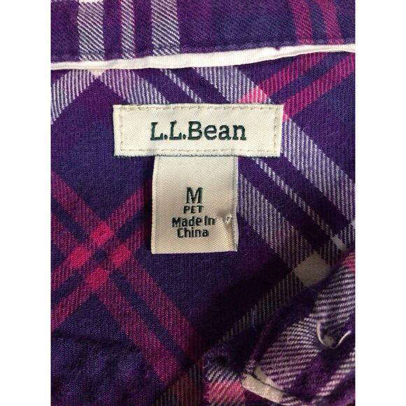 LL Bean Plaid Flannel Shirt Purple Pink Lumberjack Collared Button Up Women’s M - Picture 5 of 9